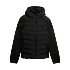 Kurtka z kapturem Superdry Storm Knit. Czarne kurtki męskie Superdry, xl, z aplikacjami, z dżerseju, z kapturem. Za 490.20 zł.