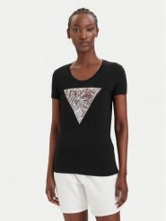 Guess T-Shirt W6GI19 K3042 Czarny Regular Fit. Czarne t-shirty damskie Guess, xs, z aplikacjami, z bawełny, bez kołnierzyka, bez ramiączek. Za 165.99 zł.