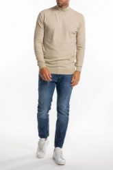 Takeshy Kurosawa Sweter "Lupetto" | 83389 | Lupetto | Mężczyzna | Beżowy. Brązowe jeansy męskie Takeshy Kurosawa, m, bez wzorów, z poliamidu, bez kołnierzyka, bez ramiączek. W wyprzedaży za 319.00 zł.