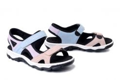 RIEKER 68866-93 multi, sandały damskie. Sandały damskie Rieker, bez wzorów, bez obcasa, bez zapięcia. Za 262.32 zł.