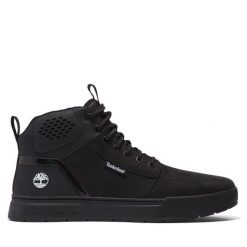 Trzewiki Timberland. Czarne botki męskie Timberland, bez wzorów, sportowe, bez obcasa, bez zapięcia. Za 569.99 zł.