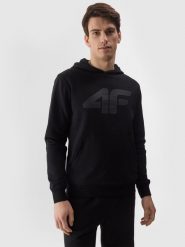 4F Bluza dresowa nierozpinana z kapturem męska - czarna XL. Czarne bluzy męskie 4F, m, bez wzorów, z bawełny, sportowe, bez ramiączek, z kapturem. W wyprzedaży za 89.99 zł.