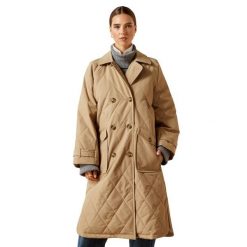Płaszcz damski Ariat Whitby. Brązowe płaszcze damskie Ariat, m, bez wzorów, eleganckie, bez kołnierzyka, bez kaptura. Za 903.00 zł.
