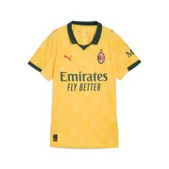 Damska trzecia koszulka AC Milan 25/26 PUMA Sunny Yellow Dark Myrtle Green. Zielone bluzki damskie Puma, m, bez wzorów, sportowe, bez kołnierzyka, bez ramiączek. Za 439.00 zł.