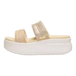HEYDUDE Damskie Klapki Austin Slide Classic. Brązowe klapki damskie Hey dude, bez wzorów, z materiału, bez obcasa, bez zapięcia. Za 259.00 zł.