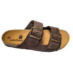 Klasyczne klapki unisex. Brązowe klapki damskie PACIFIQUE SUD, bez wzorów, bez zapięcia. Za 255.00 zł.