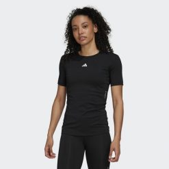 Koszulka damska adidas Techfit. Białe bluzki damskie Adidas, xl, bez wzorów, z materiału, sportowe, bez kołnierzyka, bez ramiączek. Za 143.99 zł.