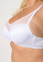 Biały Biustonosz Full Cup z Regulowanymi Ramiączkami i Koronką Martinna. Białe biustonosze Renee, bez wzorów, z koronki. Za 44.99 zł.