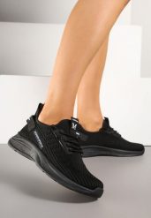 Czarne Buty Sportowe Sneakersy Ozdobione Tłoczeniem i Napisami Odalene. Czarne obuwie sportowe damskie Renee, bez wzorów, z jeansu, bez zapięcia. Za 59.99 zł.