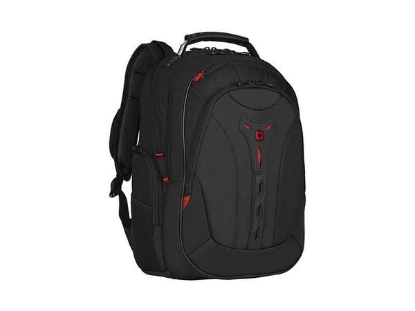 Plecak miejski Pegasus Deluxe 25l. Czarne plecaki męskie Wenger, bez wzorów, z materiału, biznesowe. Za 550.99 zł.