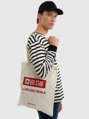 Torba bawełniana unisex Bielsko-Biała 102. Białe torby podróżne damskie BIG STAR, z aplikacjami, z bawełny, na ramię. Za 4.99 zł.