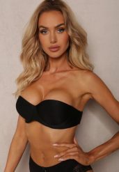 Czarny Biustonosz Bardotka Push Up z Dodatkowym Paskiem Miviene. Czarne biustonosze Renee, bez wzorów. Za 29.99 zł.
