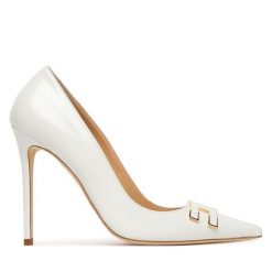 Szpilki Elisabetta Franchi. Białe szpilki damskie Elisabetta Franchi, bez wzorów, bez obcasa, na szpilce, bez zapięcia. Za 2,939.00 zł.