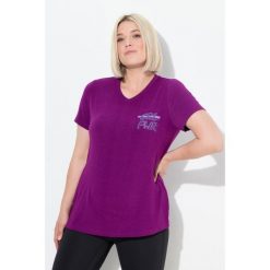 Damskie Bluzka funkcyjna wycięcia dekolt w serek rękaw 1/2 z recyklingu. Fioletowe koszulki sportowe damskie Ulla Popken, plus size, bez wzorów, z elastanu, bez ramiączek. Za 199.99 zł.