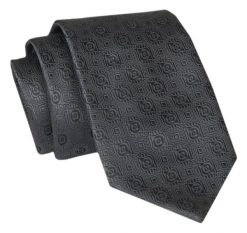 Męski Krawat - Czarny, Geometryczna Faktura - Angelo di Monti. Czarne krawaty i muchy Angelo di Monti, bez wzorów, z tkaniny, eleganckie. Za 45.00 zł.