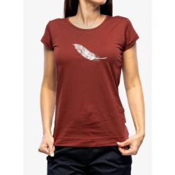 Koszulka z nadrukiem damska Ocun Classic T Organic Feather. Czerwone koszulki sportowe damskie Ocun, bez wzorów, bez ramiączek. Za 135.99 zł.