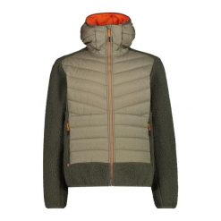 Kurtka puchowa z kapturem hybrid CMP. Zielone kurtki męskie CMP, l, bez wzorów, z materiału, eleganckie, z kapturem. Za 439.99 zł.