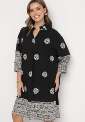 Czarna Wiskozowa Sukienka Ozdobiona Geometrycznym Wzorem Nalanessa. Czarne sukienki damskie Born2be, na co dzień, l, bez wzorów, z wiskozy, eleganckie, bez kołnierzyka, bez ramiączek, midi. Za 84.99 zł.