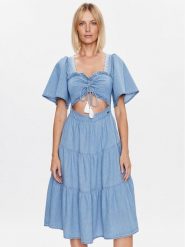 Pepe Jeans Sukienka codzienna Aitana PL953225 Niebieski Regular Fit. Niebieskie sukienki damskie Pepe Jeans, na co dzień, xs, bez wzorów, z bawełny, bez kołnierzyka, bez ramiączek, proste. Za 309.99 zł.
