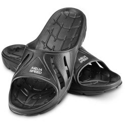 Klapki basenowe Aqua Speed Alabama. Czarne klapki damskie Aqua-Speed, bez wzorów, sportowe, bez obcasa, bez zapięcia. Za 44.99 zł.