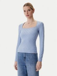 Guess Bluzka W6RP45 KA660 Niebieski Regular Fit. Niebieskie bluzki damskie Guess, s, z aplikacjami, z syntetyku, bez kołnierzyka, bez ramiączek. Za 269.99 zł.