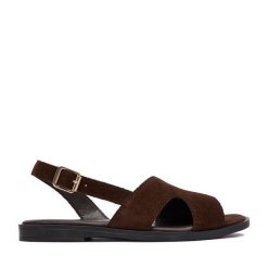 Sandały Lasocki. Brązowe sandały damskie Lasocki, bez wzorów, bez obcasa, na płaskiej podeszwie, bez zapięcia. Za 139.99 zł.