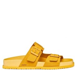 Klapki Geox. Żółte klapki męskie Geox, bez wzorów, bez zapięcia. Za 359.99 zł.