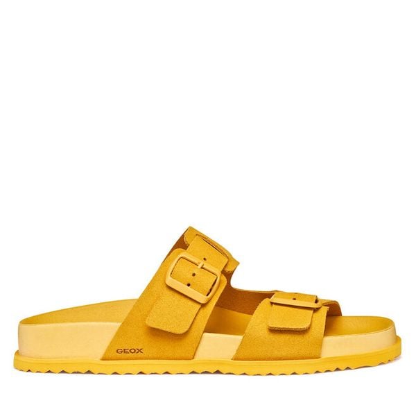 Klapki Geox. Żółte klapki męskie Geox, bez wzorów, bez zapięcia. Za 359.99 zł.