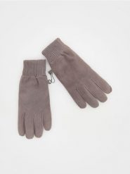 Skórzane rękawiczki - brązowy. Brązowe rękawiczki męskie Reserved, bez wzorów. W wyprzedaży za 79.99 zł.