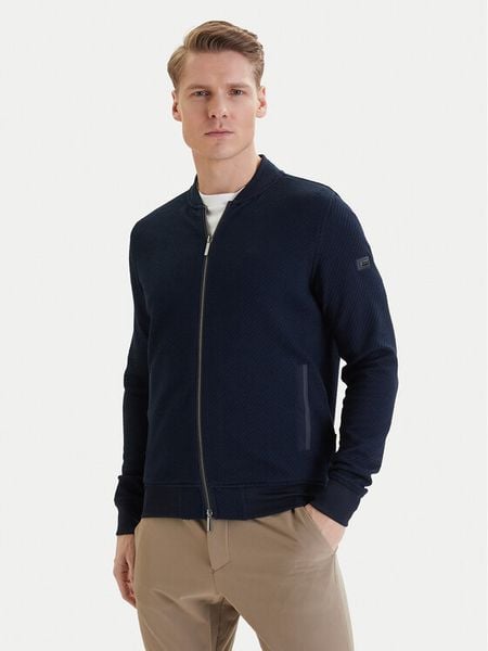 Bugatti Bluza 8750-15171E Granatowy Regular Fit. Niebieskie bluzy męskie Bugatti, m, bez wzorów, z bawełny, bez ramiączek, bez kaptura. Za 420.99 zł.