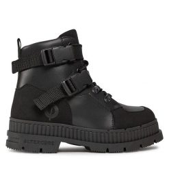 Botki Altercore. Czarne botki damskie Altercore, bez wzorów, bez obcasa, na słupku, bez zapięcia. Za 469.99 zł.