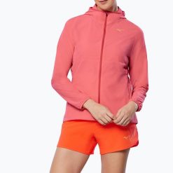 Kurtka do biegania damska Mizuno Alpha Jacket. Czerwone kurtki sportowe damskie Mizuno, bez wzorów, bez ramiączek, bez kaptura, do biegania. Za 209.99 zł.