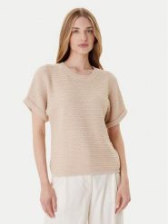 Morgan Sweter 252-MVIET Beżowy Relaxed Fit. Brązowe swetry nierozpinane damskie Morgan, l, bez wzorów, z bawełny, bez kołnierzyka, bez ramiączek. Za 169.99 zł.