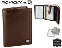 Portfel skórzany Rovicky PC-104-BAR brązowy. Brązowe portfele męskie ROVICKY, bez wzorów, ze skóry. Za 75.99 zł.