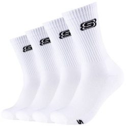 Skarpetki sportowe dla dorosłych 2pk Tennis Cushioned Socks. Białe skarpetki damskie Skechers, bez wzorów, z bawełny. Za 29.99 zł.
