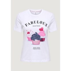 Koszulka crop top Kobieta ONLY Onlkita Life S/S Glam Top Box Jrs. Białe topy damskie ONLY, s, bez wzorów, z bawełny, bez kołnierzyka, bez ramiączek. Za 130.75 zł.