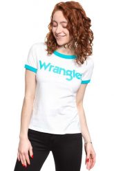 WRANGLER T SHIRT DAMSKI SS RINGER TEE OFF WHITE W7Z3EV737 112132162. Białe t-shirty damskie Wrangler, xs, bez wzorów, bez kołnierzyka, bez ramiączek. Za 69.99 zł.