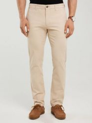 Spodnie męskie chinosy beżowe Erhat 805. Brązowe eleganckie spodnie męskie BIG STAR, bez wzorów, z bawełny. W wyprzedaży za 199.99 zł.