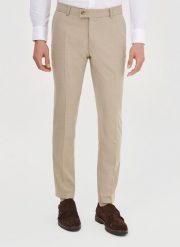 PAKO LORENTE – Beżowe spodnie ganiturowe. Brązowe eleganckie spodnie męskie Pako Lorente, bez wzorów, z elastanu, eleganckie. Za 599.99 zł.