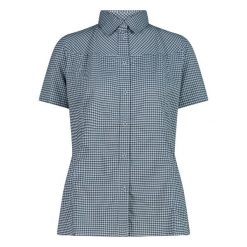Koszula w kratę zapinana damska CMP. Niebieskie koszule damskie CMP, l, bez wzorów, eleganckie, bez kołnierzyka, bez ramiączek. Za 226.50 zł.