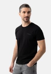 T-shirt z printem TM-ANGLE. Czarne t-shirty męskie Volcano, m, bez wzorów, z bawełny, bez kołnierzyka, bez ramiączek. Za 69.99 zł.