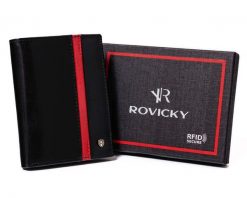 Portfel skórzany Rovicky N4-RVTP-2978 Blac czarny. Czarne portfele męskie ROVICKY, bez wzorów. Za 80.00 zł.