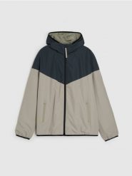 Lekka kurtka wiatrówka z kapturem - beżowy. Brązowe kurtki męskie Sinsay, l, bez wzorów, z kapturem. Za 59.99 zł.