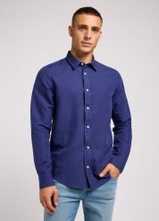 LEE PATCH SHIRT MĘSKA KOSZULA ELEGANCKA MEDIEVAL BLUE 112349964 LL37012041. Niebieskie koszule męskie Lee, m, bez wzorów, eleganckie, bez kołnierzyka, bez ramiączek. Za 169.99 zł.