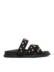 DeeZee Klapki CEO-LB-P2132 Czarny. Czarne klapki damskie DeeZee, bez wzorów, z materiału, bez obcasa, bez zapięcia. Za 129.99 zł.