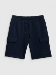 4F Spodenki dresowe cargo męskie - granatowe S. Niebieskie szorty męskie 4F, bez wzorów, z dresówki. Za 159.99 zł.