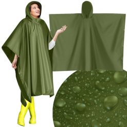 Ponczo Przeciwdeszczowe Peleryna Płaszcz Poncho. Zielone płaszcze damskie TRIZAND, bez wzorów, sportowe, bez kołnierzyka, bez kaptura. Za 24.90 zł.