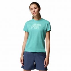 Koszulka techniczna damska Columbia Ruby Springs Graphic Fit Short Sleeve. Niebieskie koszulki sportowe damskie Columbia, m, bez wzorów, bez ramiączek. Za 93.09 zł.
