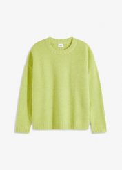 Sweter dzianinowy oversize. Zielone swetry nierozpinane damskie bonprix, bez wzorów, z dzianiny, bez kołnierzyka, bez ramiączek. Za 109.99 zł.