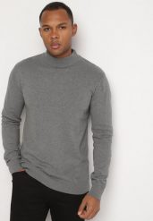 Szary Sweter Półgolf z Bawełną Ozdobiony Ściągaczami Zolila. Szare swetry męskie Born2be, l, bez wzorów, z bawełny, biznesowe, bez kołnierzyka, bez ramiączek. Za 64.99 zł.